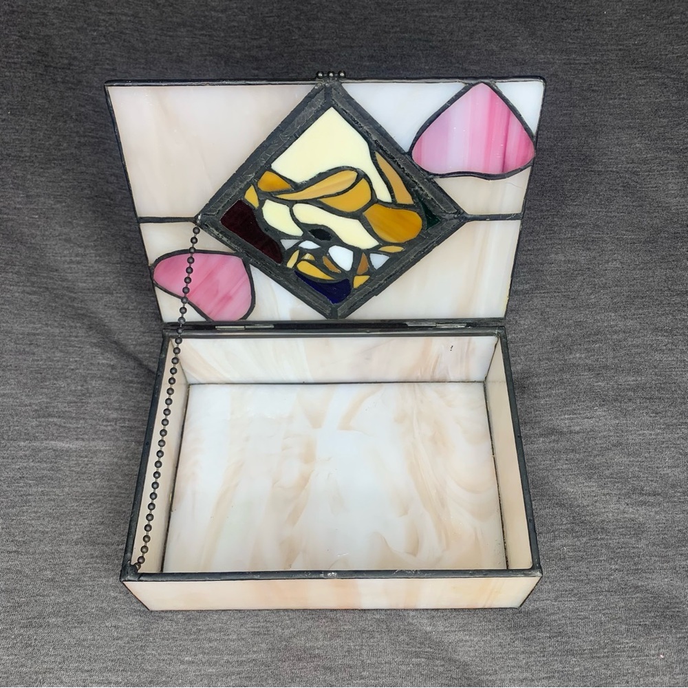 Vintage Warner Brothers Looney Toons Tasmanian Devil Stained Glass Jewelry Box - Picture 3 of 5